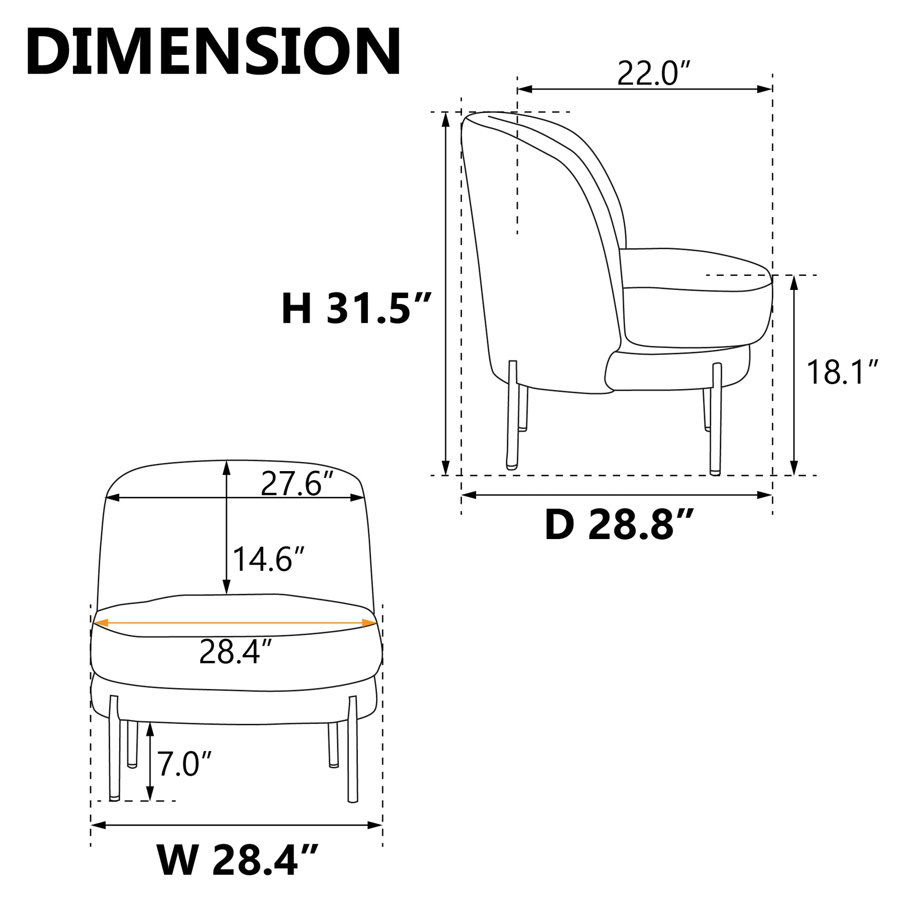 Accent Curved Backrest Reading Chair