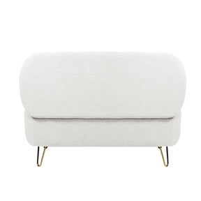 Modern Ivory White Faux Fur Storage Ottoman Bench with Gold Legs