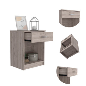 Light Gray Superior Top One Drawer Nightstand