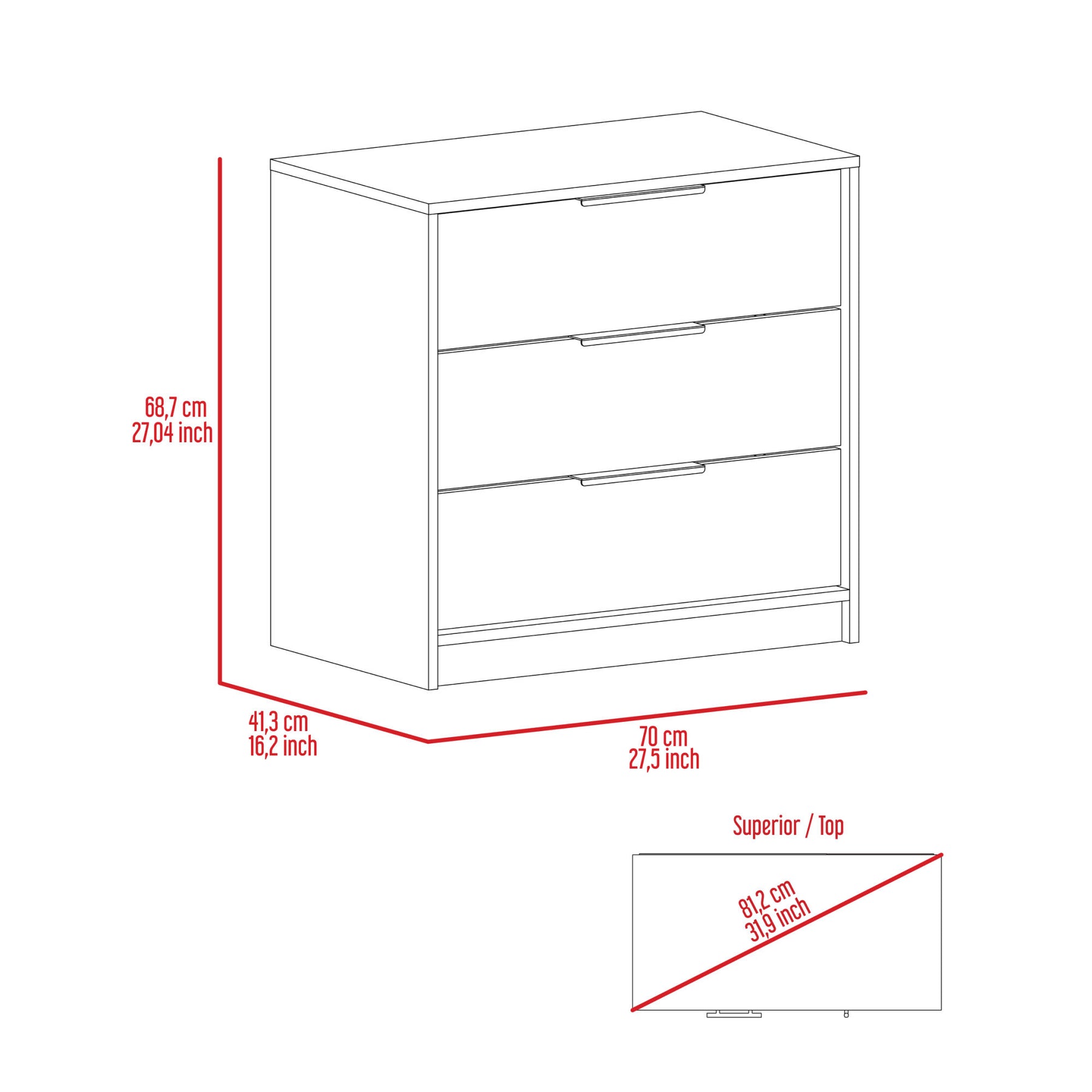 Cannon 3-Drawer Rectangle Dresser Black Wengue and Light Oak