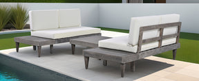 Outdoor 3-Piece Patio Furniture Set Solid Wood Sectional Sofa Set with Coffee Table