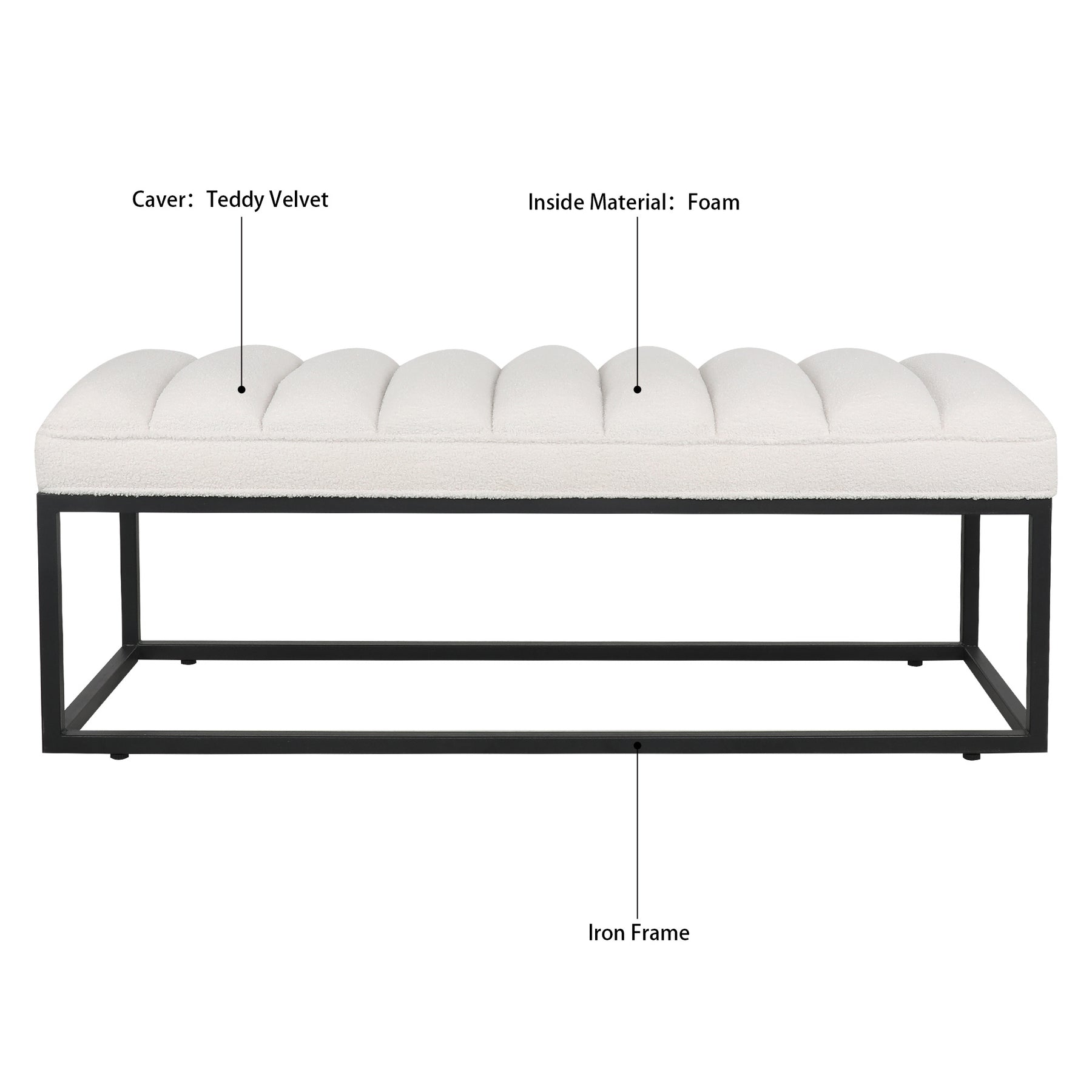 Upholstered Bench with Metal Base for Bedroom and Entryway