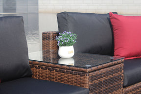 5 Pieces Outdoor Patio Garden Brown Wicker Sectional Conversation Sofa Set