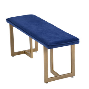 Upholstered Velvet Bench with Golden Legs (Blue)