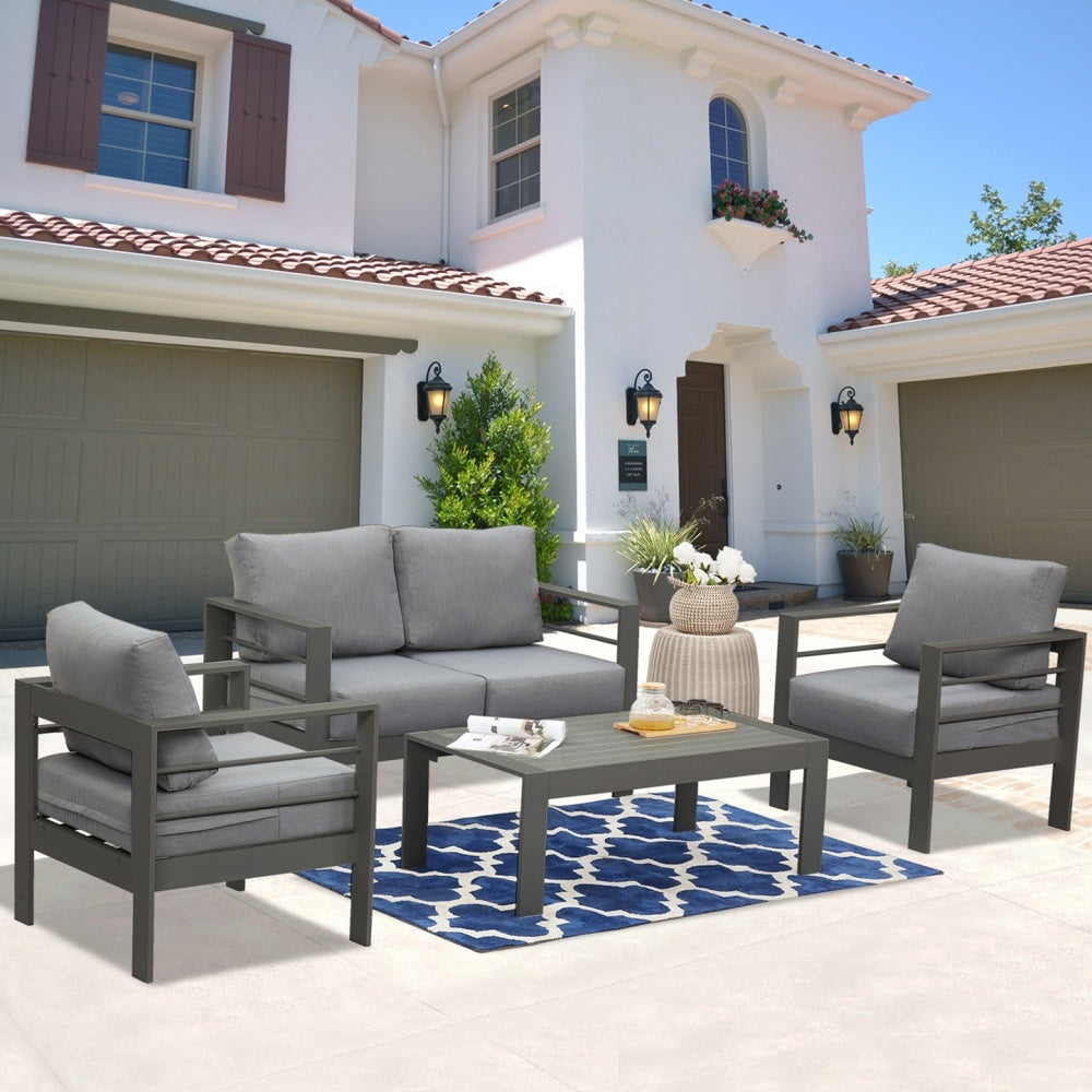 Comfortable Couch Grey Patio Outdoor Double Small Sleeper Sofa Set