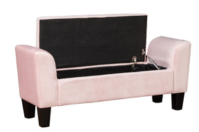 Mila Pink Velvet Ottoman Bench with Storage