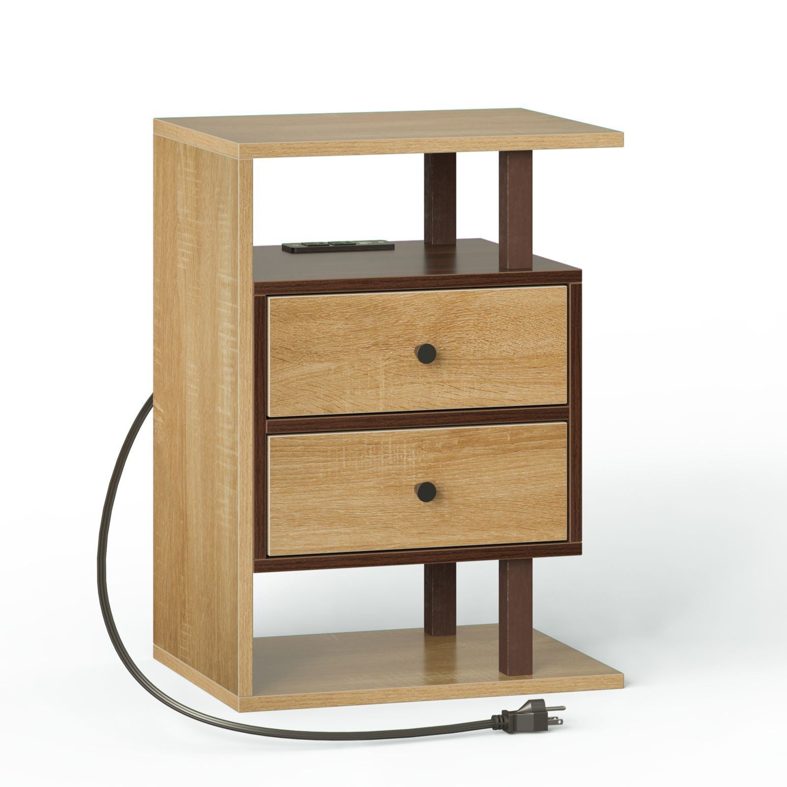 Nightstand with Charging Station Bed Side Table