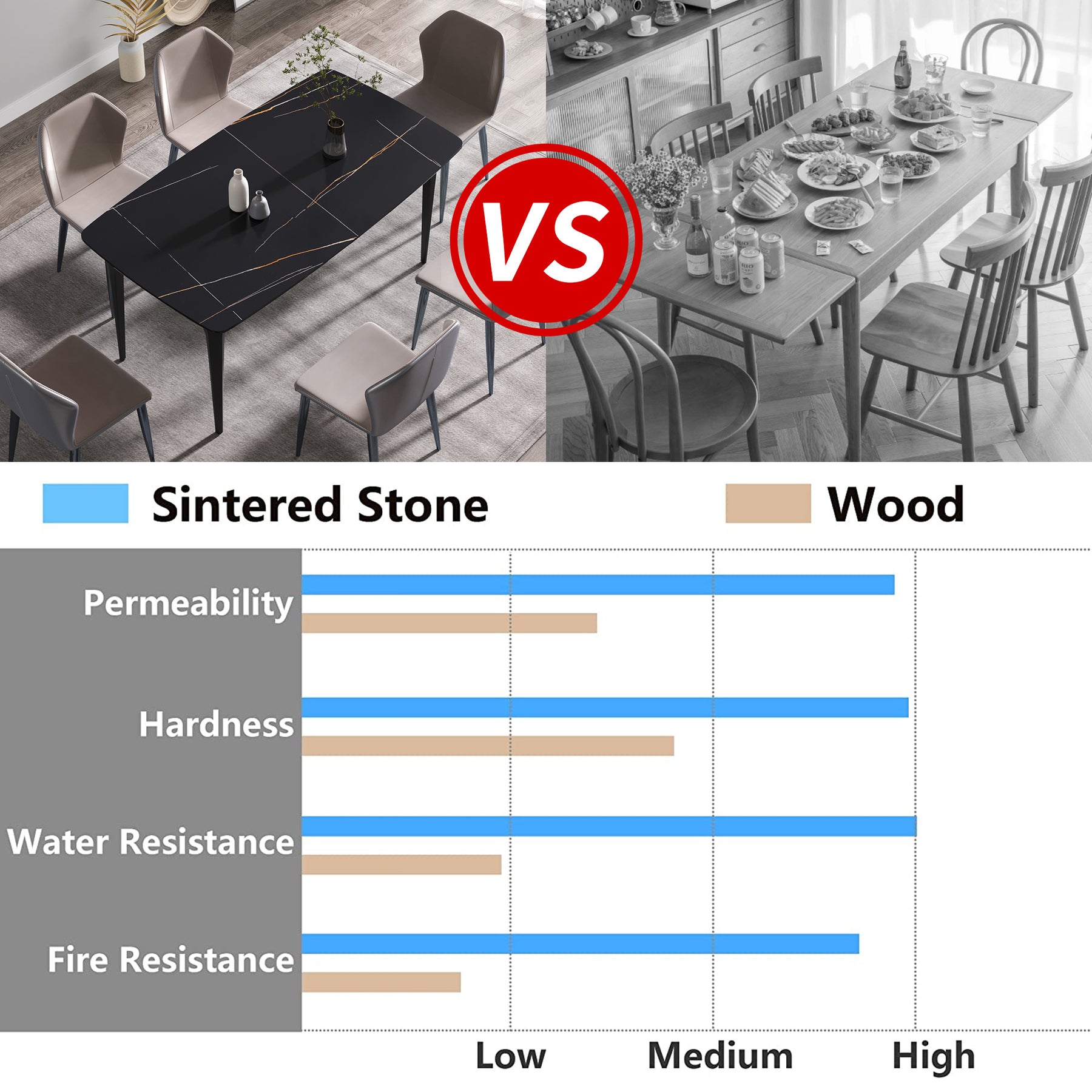 Modern artificial stone black Dining Table