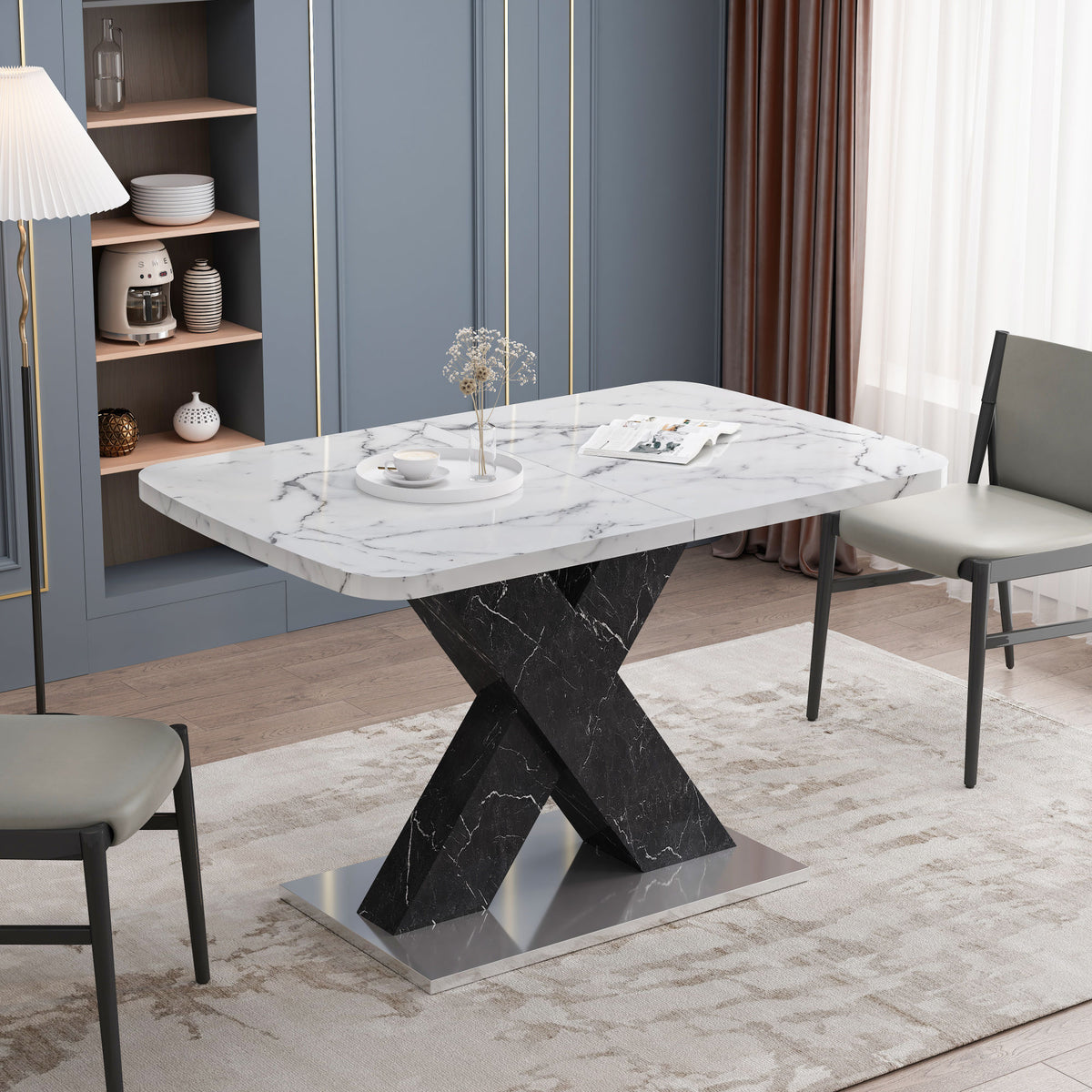 White Marble Square Dining Table