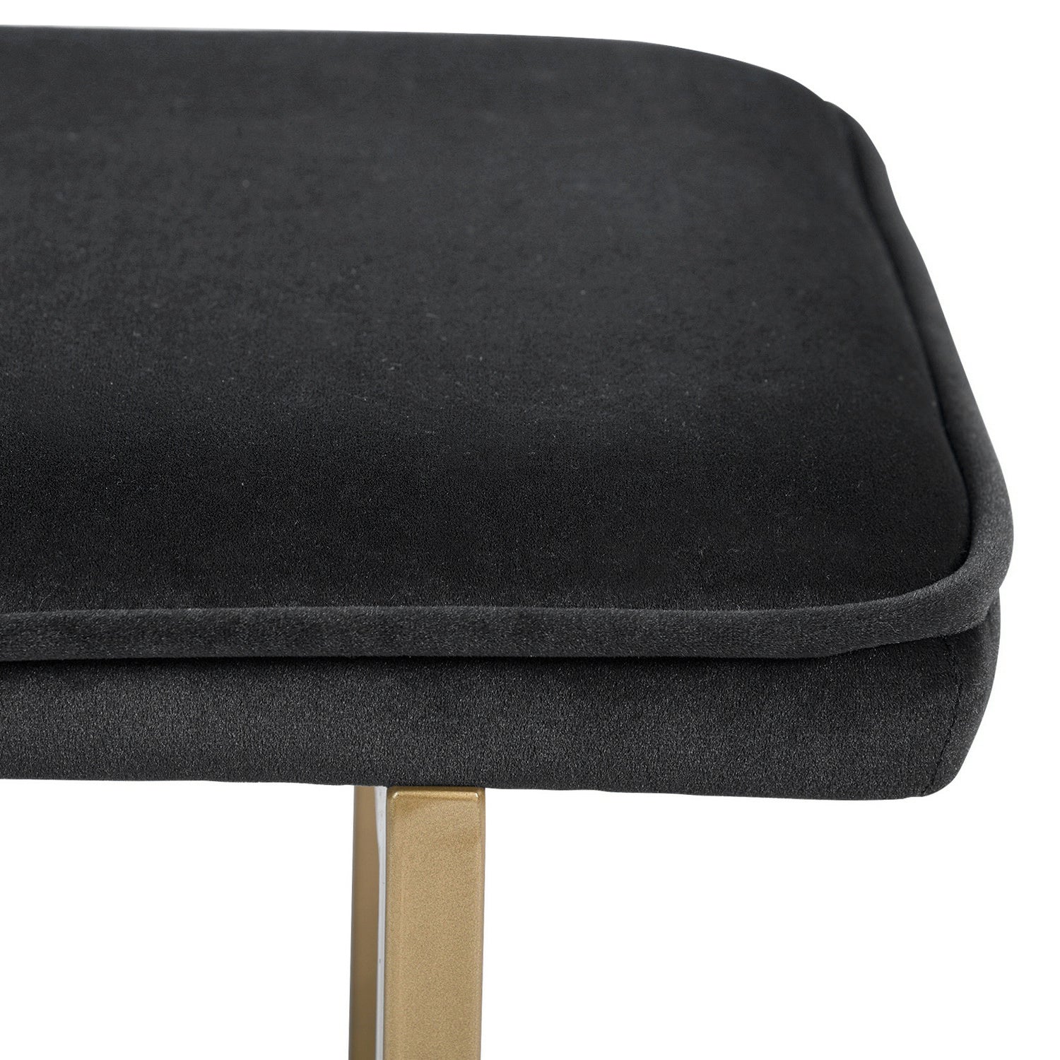 Upholstered Velvet Bench with Golden Legs (Black)