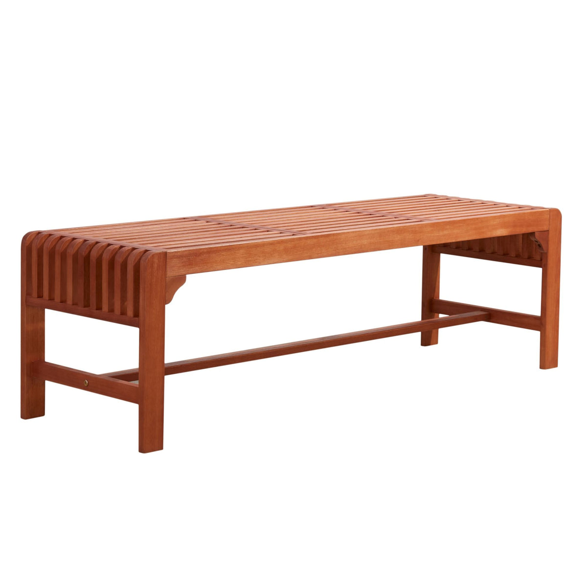 Reddish Brown Tropical Wood Backless Garden Bench