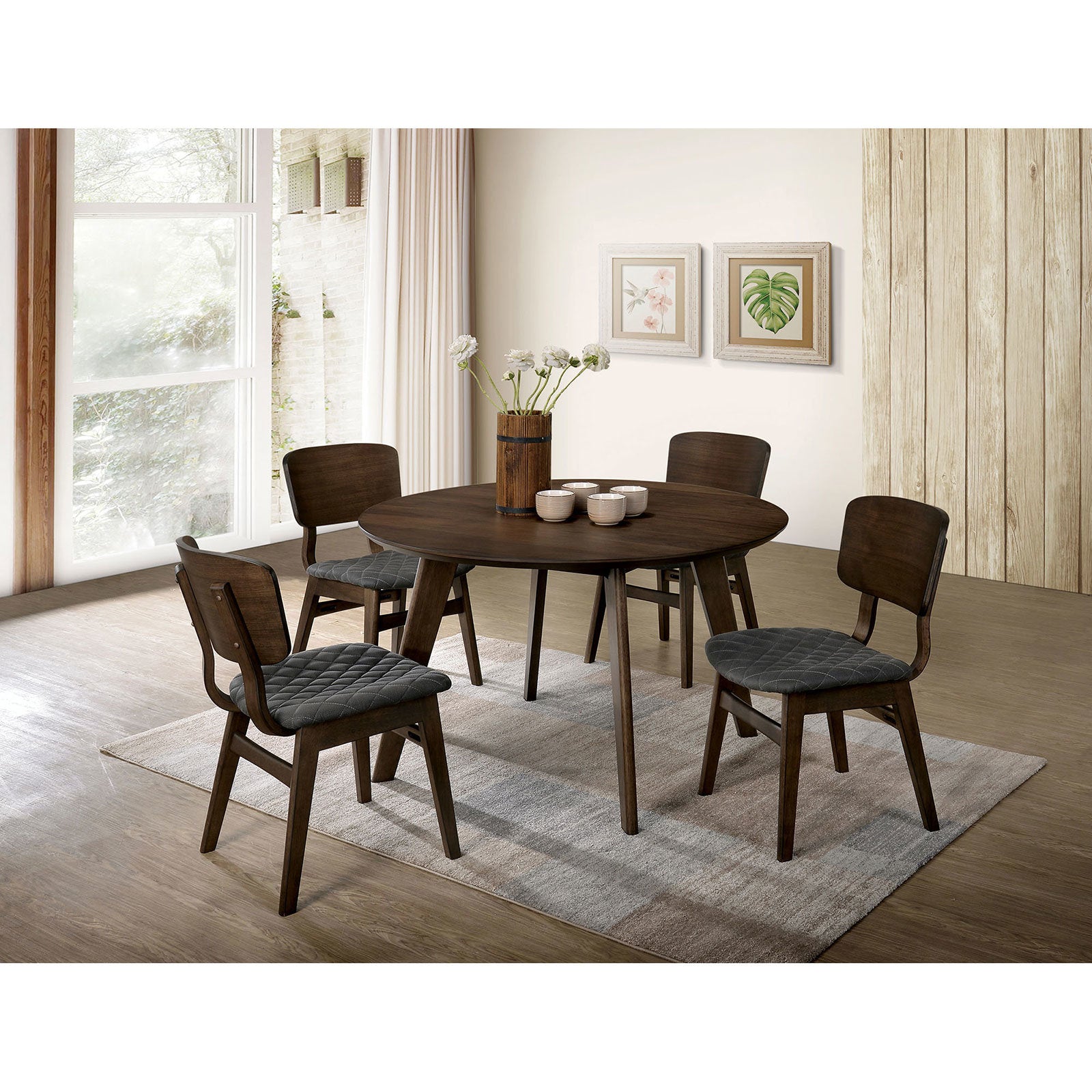 Walnut Finish Solid wood Dining Chair Set of 2