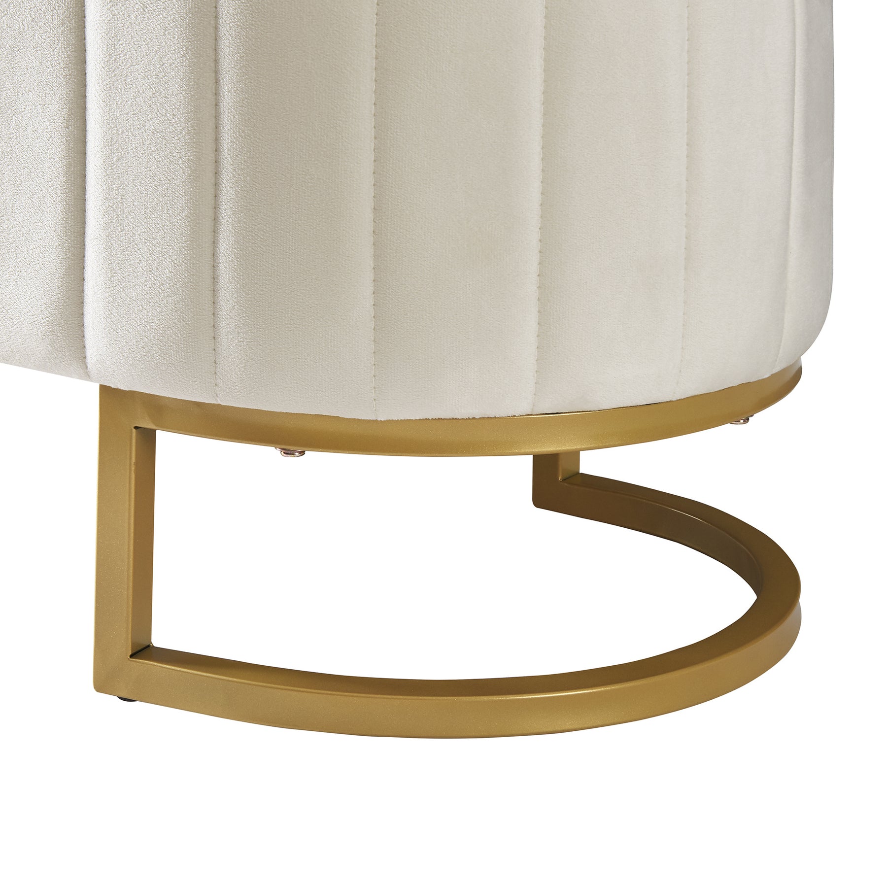 Beige Button-Tufted Velvet Storage