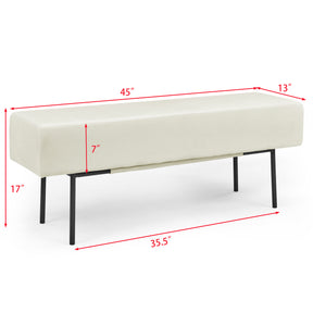 Beige Contemporary Style Bedroom Velvet Upholstered Bench