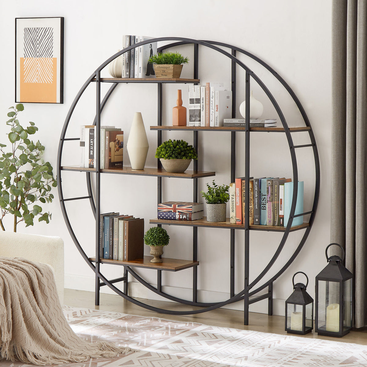 Round 5-Tier Metal Plant Stand bookcase