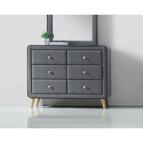 Valda Dresser - 6 Drawers in Light Gray Fabric