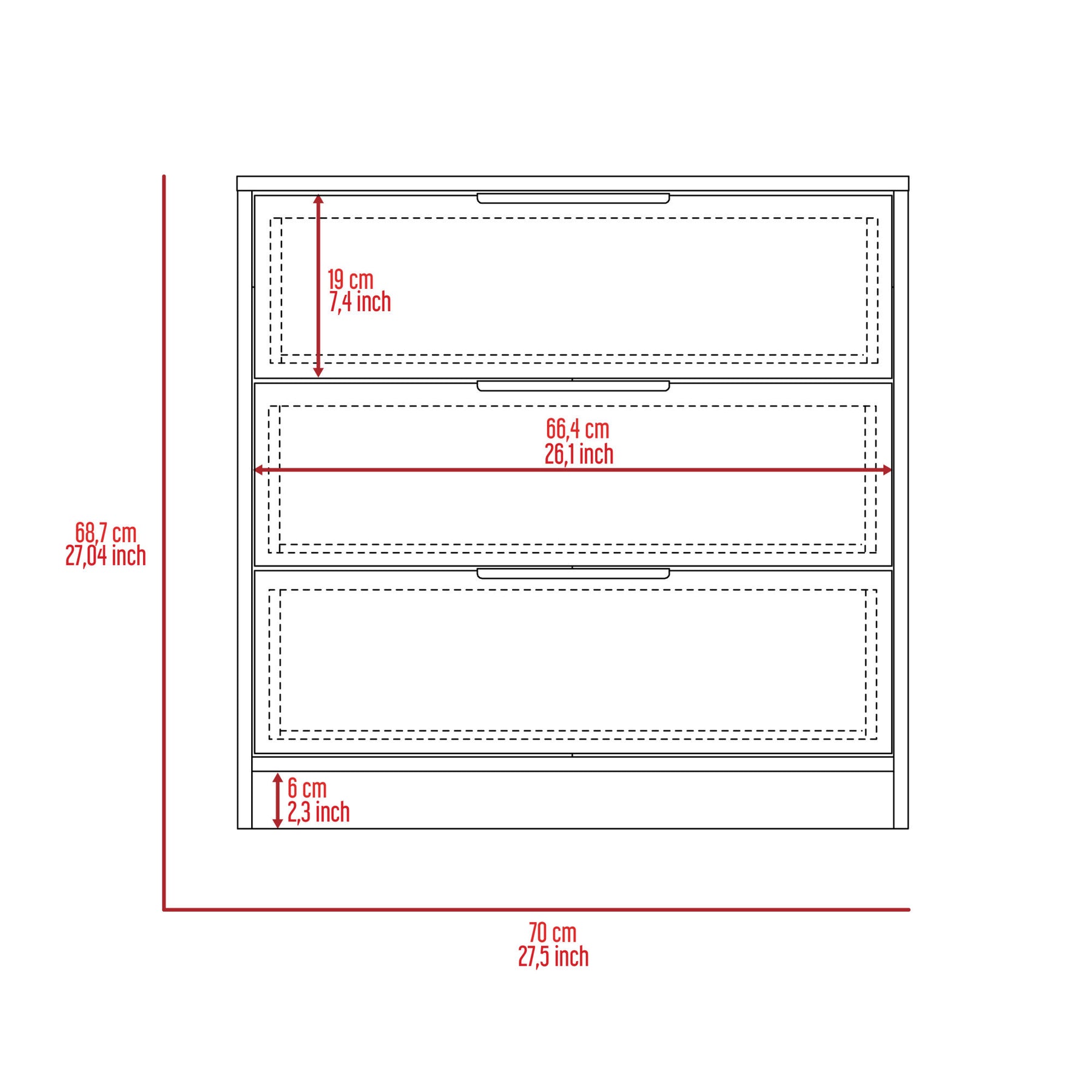 Kaia 3 Drawers Dresser - White