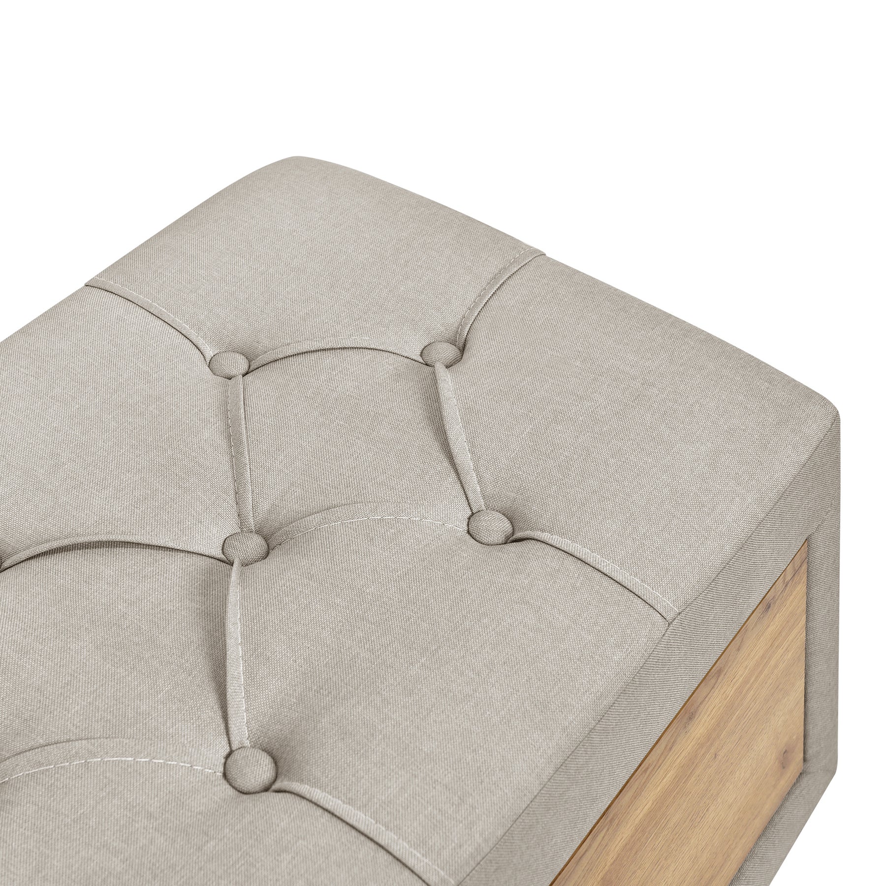 Upholstered Wooden Storage Ottoman Bench with 2 Drawers (Beige)