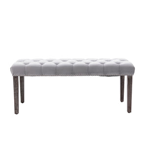 Gray Tufted Bench