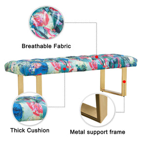 Stylish Blue Flower Gold Bench