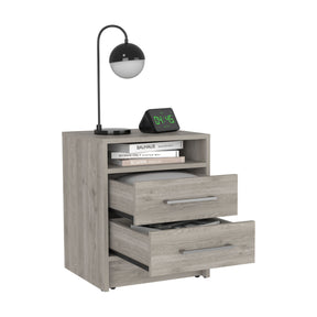 Eter Light Gray  Superior Top Two Drawers Nightstand