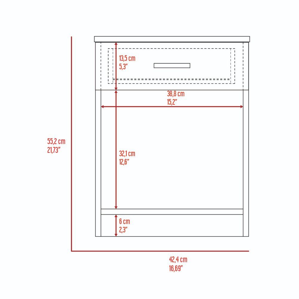 Light Gray Superior Top One Drawer Nightstand