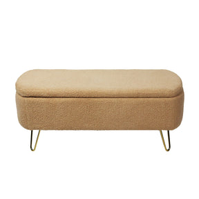 Modern Camel Storage Ottoman Bench with Gold Legs