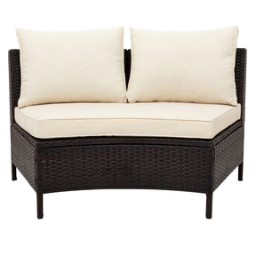 5 Pieces All-Weather Brown PE Rattan Wicker Sofa Set Outdoor Patio Sectional Furniture Set