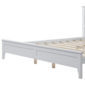 Modern White Solid Wood King Platform Bed