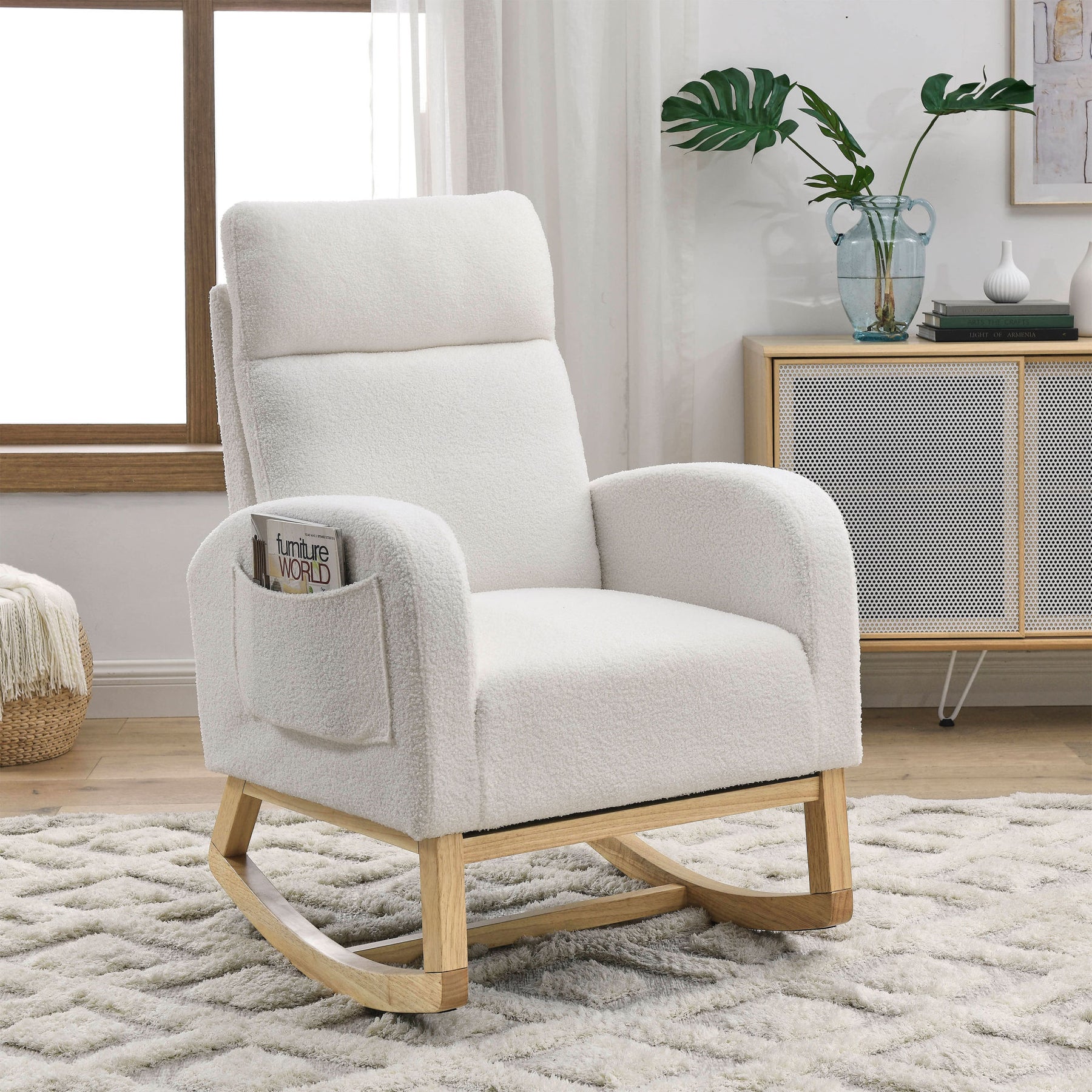 Modern Accent High Backrest Rocking Lounge Chair