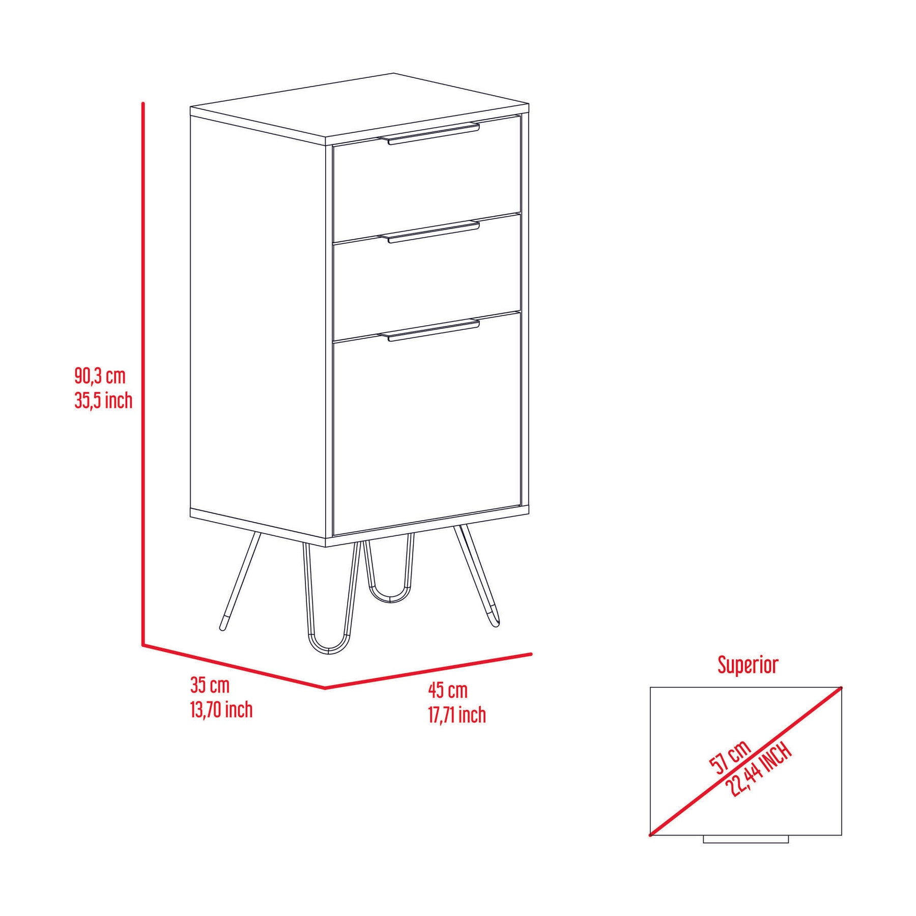 Meriden 3-Drawer Rectangle Dresser Light Oak