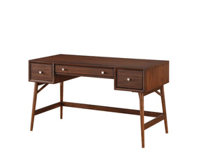 Stylish Writing Desk with Drawers Walnut Veneer Wood