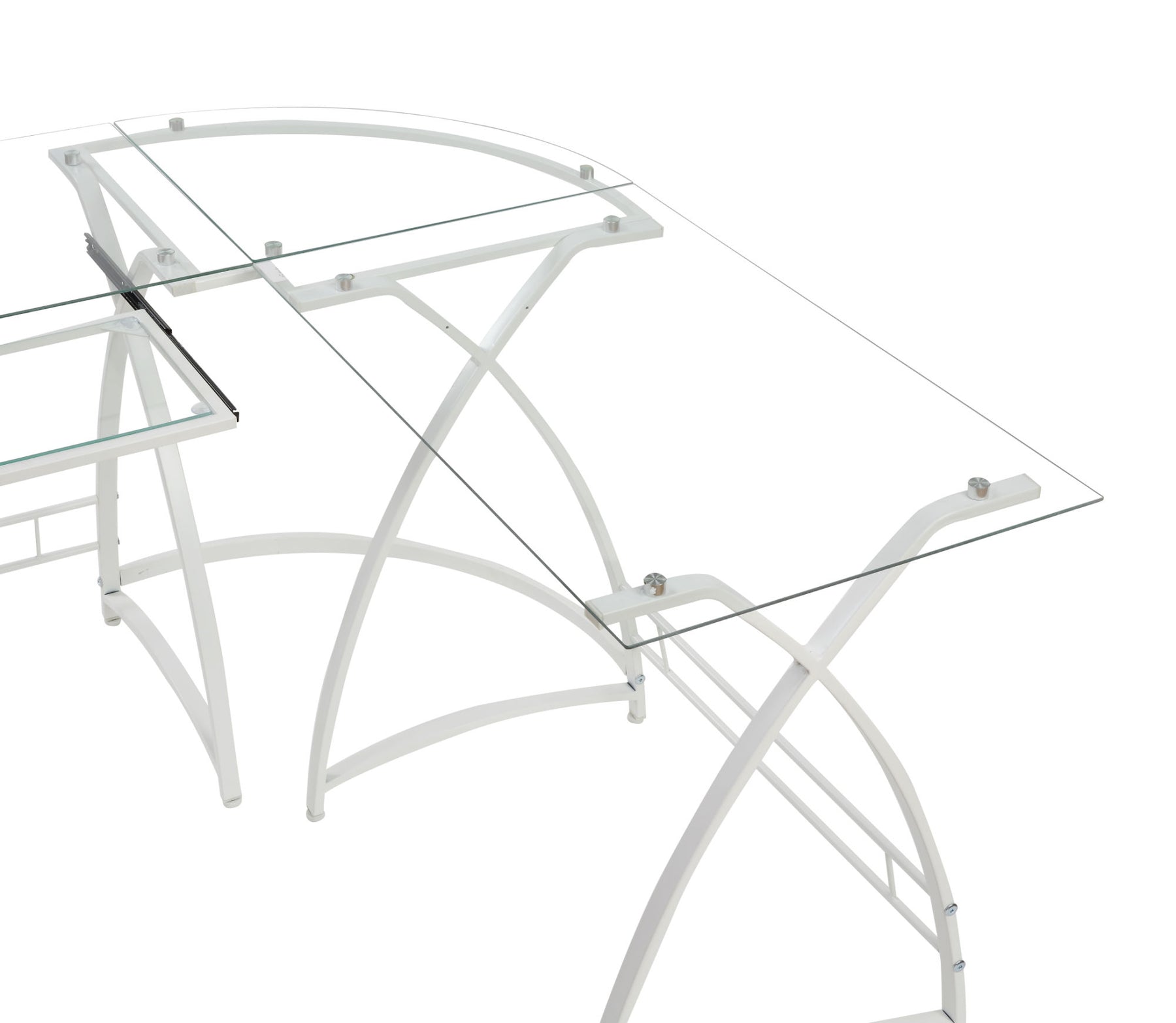 Dazenus Computer Desk in Clear Glass & White Finish