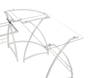 Dazenus Computer Desk in Clear Glass & White Finish