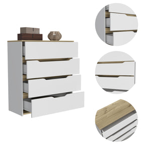 Lynbrook 4-Drawer Dresser White and Light Oak