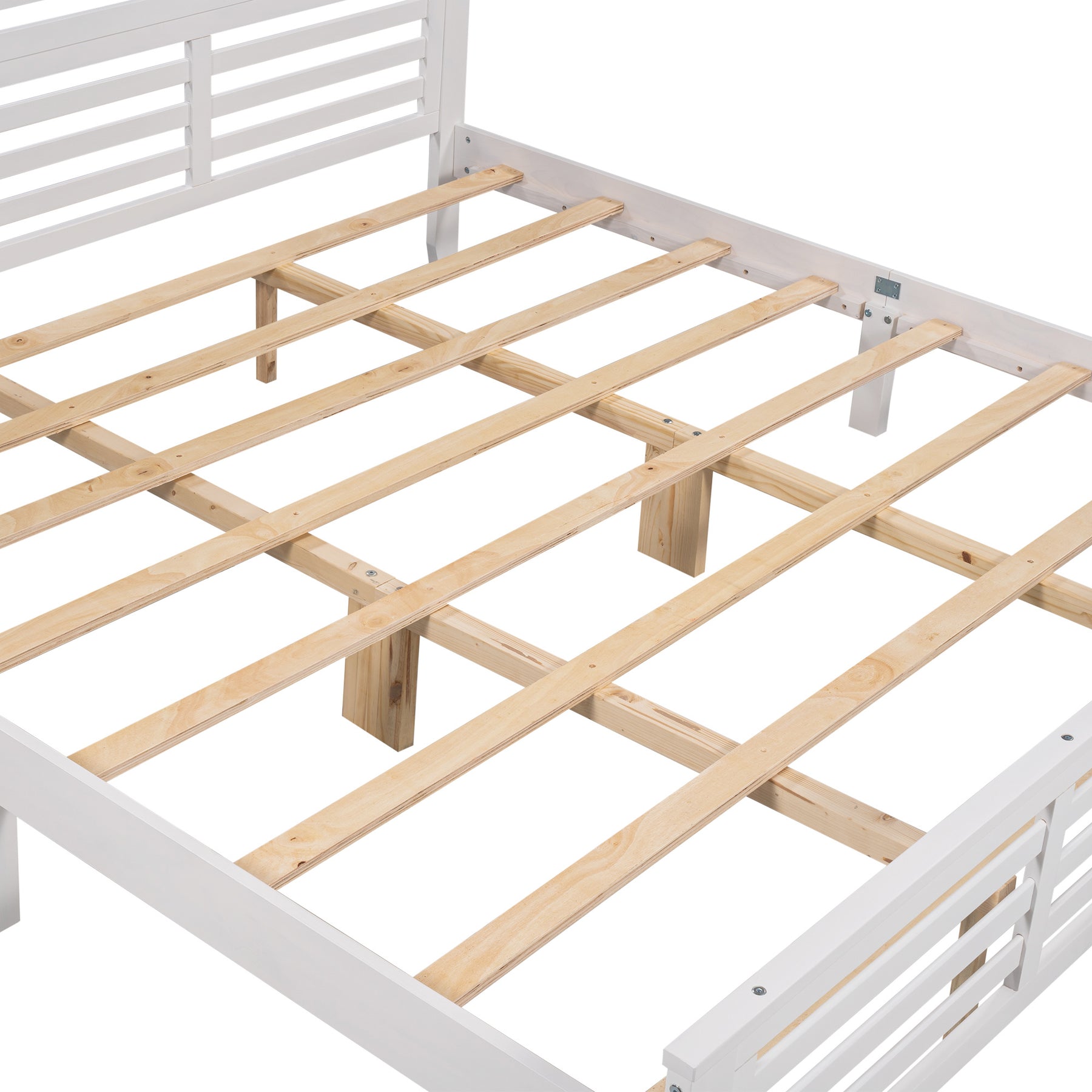 Platform bed with horizontal strip hollow shape, King size, white