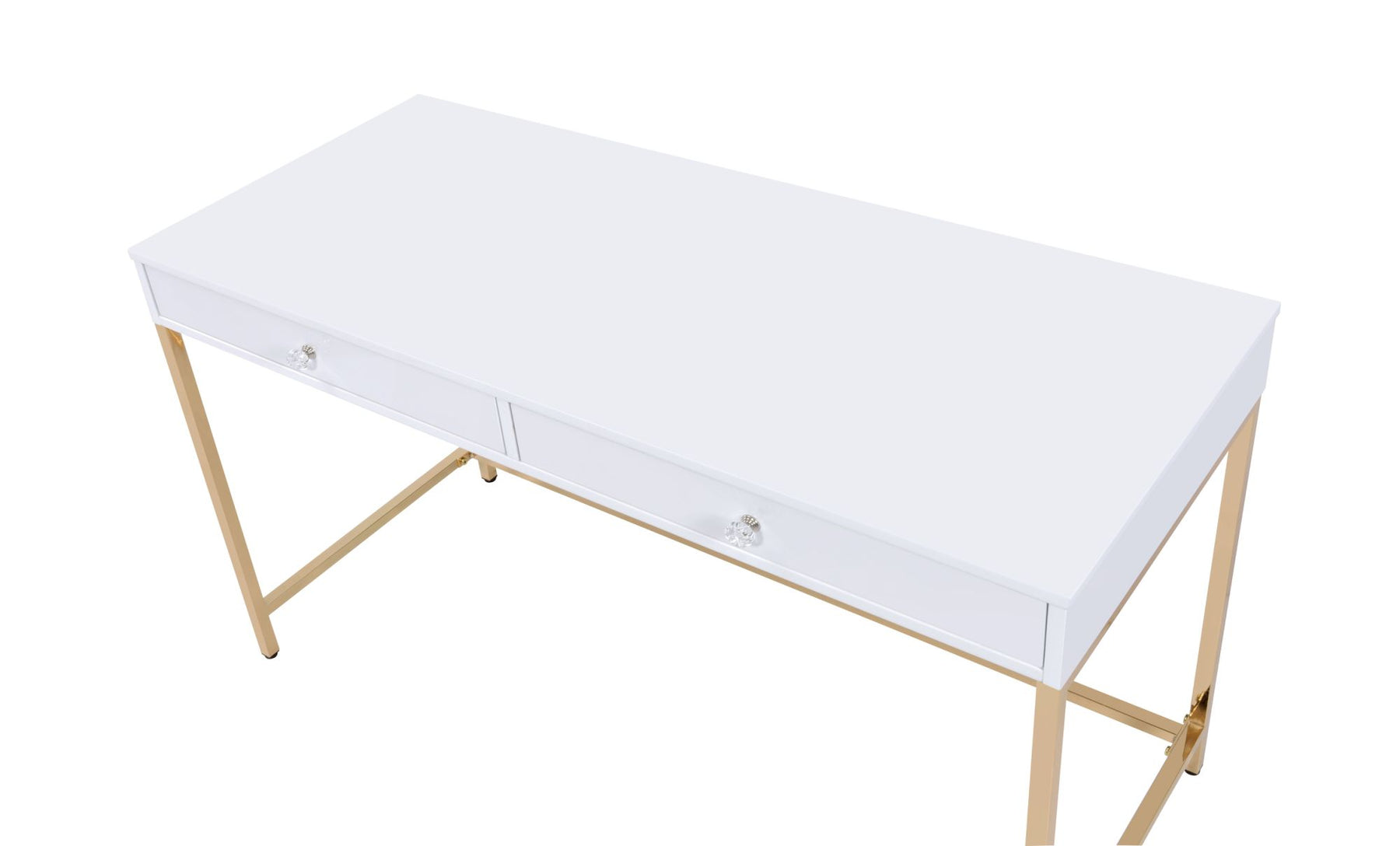 Ottey Vanity Desk in White High Gloss & Gold Finish