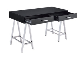 Coleen Writing Desk in Black High Gloss & Chrome