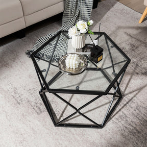 Modern Accent Geometric Glass Coffee Table