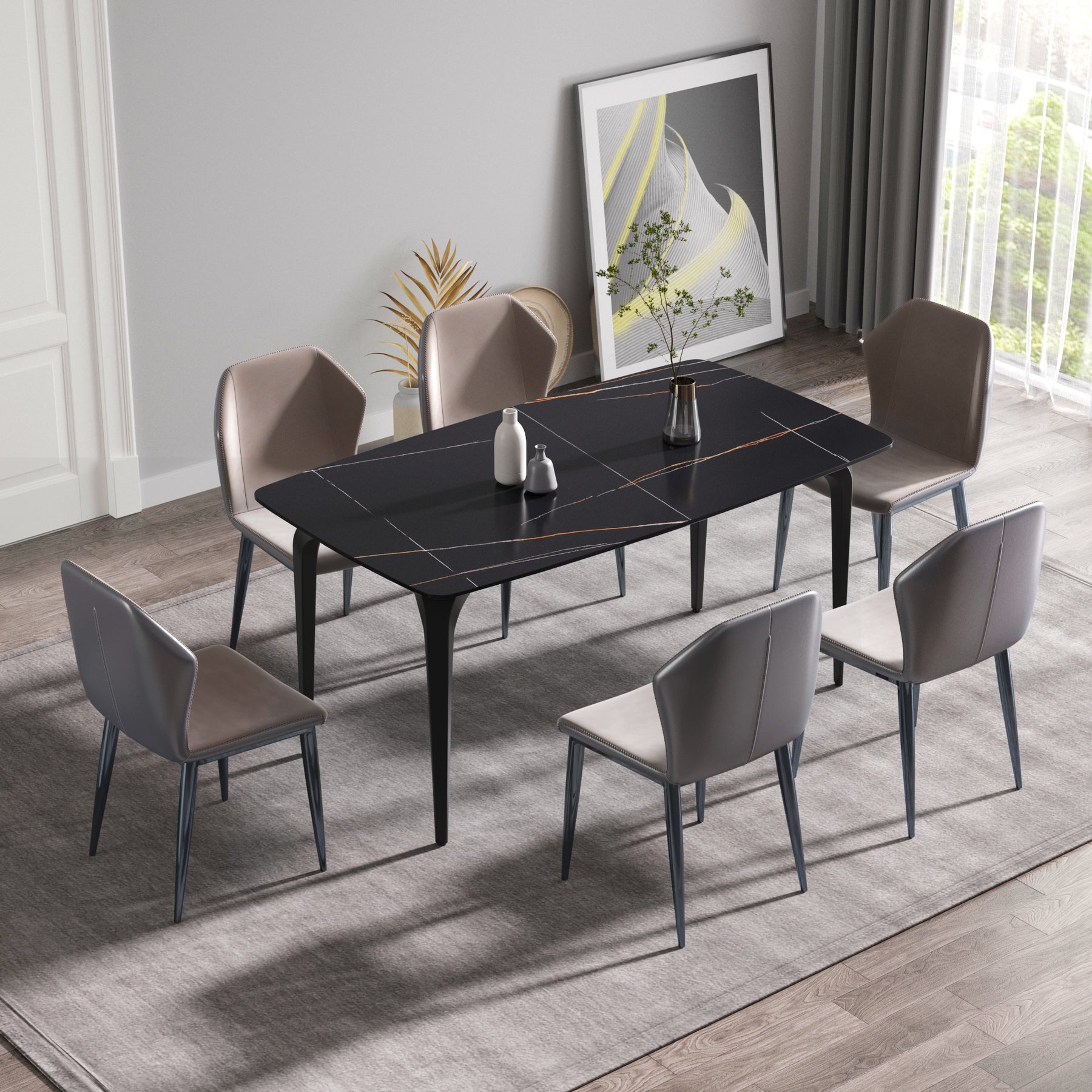 Modern artificial stone black Dining Table