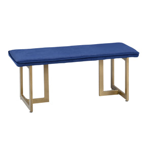 Upholstered Velvet Bench with Golden Legs (Blue)