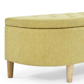 2 Modern Grey & Yellow Linen Storage Ottomans