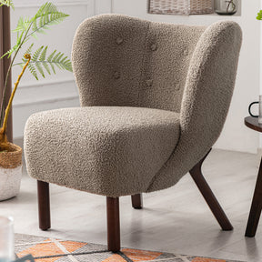 Tufted Side Lounge Chairs with Solid Wood Legs