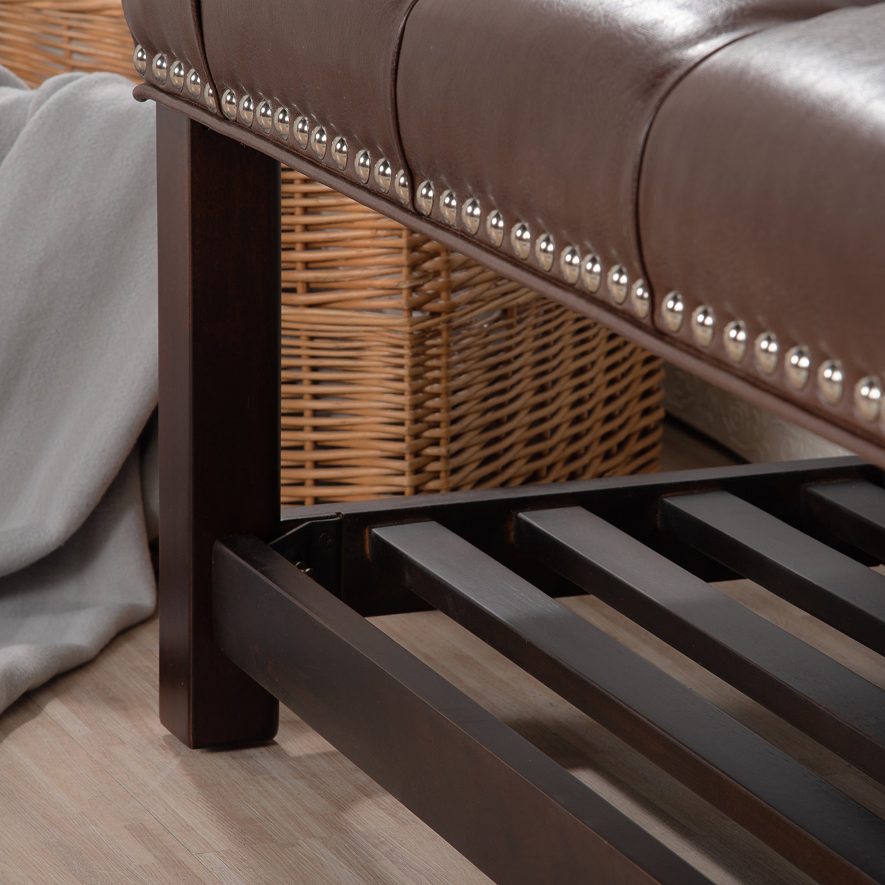 Upholstered Bench with Wooden Base for Bedroom and Entryway