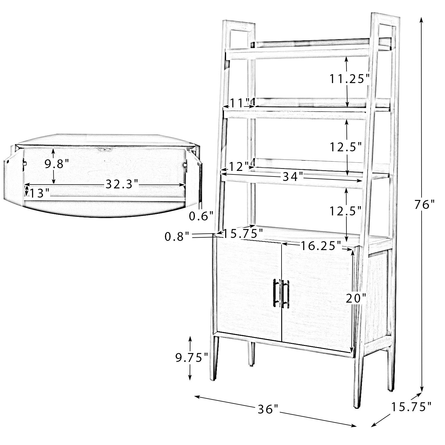 Solid Wood Ladder Bookcase