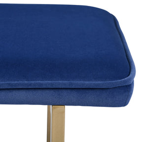 Upholstered Velvet Bench with Golden Legs (Blue)