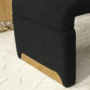 Modern Upholstered Sherpa Fabric Ottoman Bench (Black)