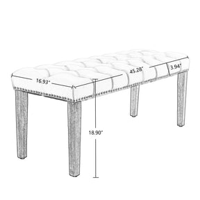 Gray Velvet Tufted Bench