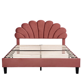 Flower Pattern Upholstered Platform Bed | Queen Size