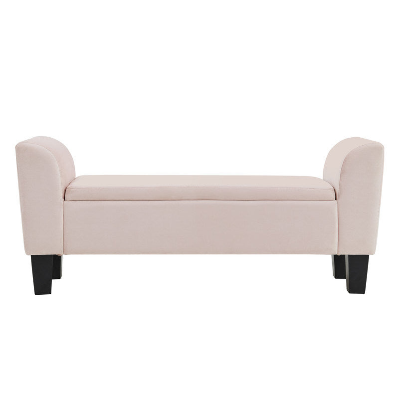 Mila Pink Velvet Ottoman Bench with Storage